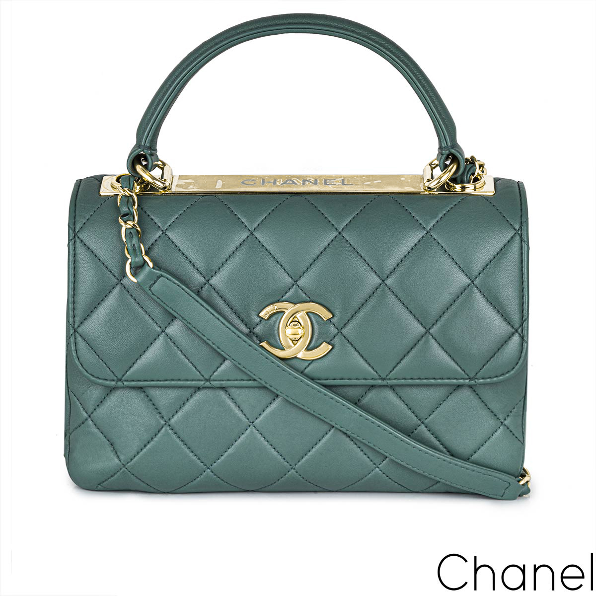 CHANEL, Bags, Authentic Chanel Trendy Cc Green Medium Leather Handbag New